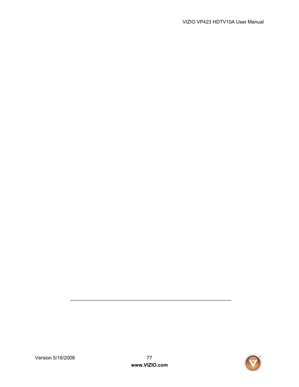 Vizio VP423 10A User Manual | Page 77 / 80