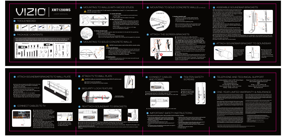 Vizio XMT1200MS User Manual | 1 page