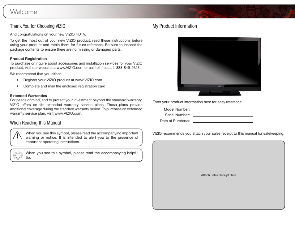 Welcome | Vizio E3D420VX User Manual | Page 3 / 56