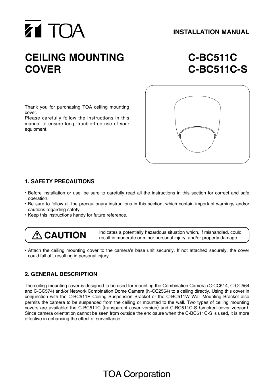 Toa C-BC511C User Manual | 2 pages