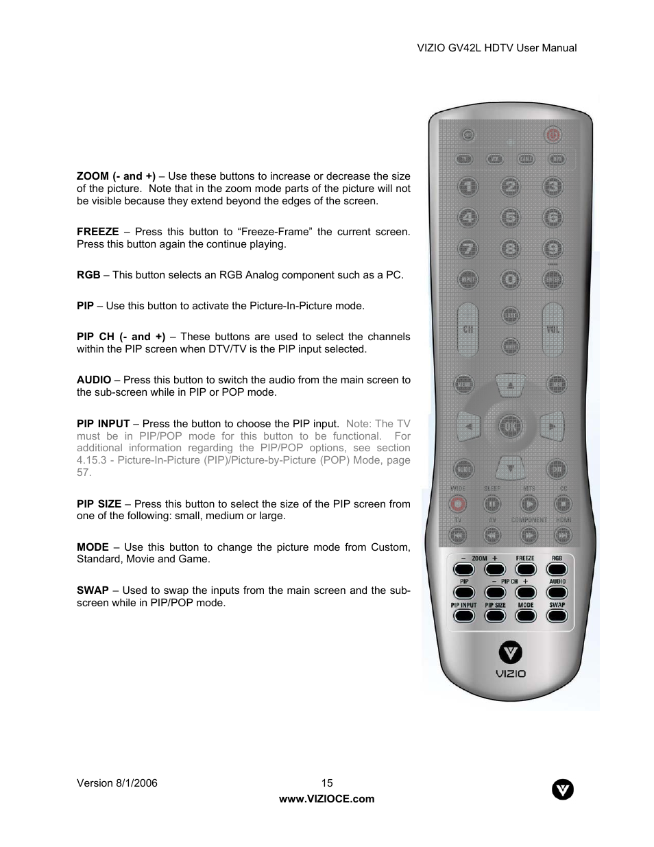 Vizio GV42L User Manual | Page 15 / 77