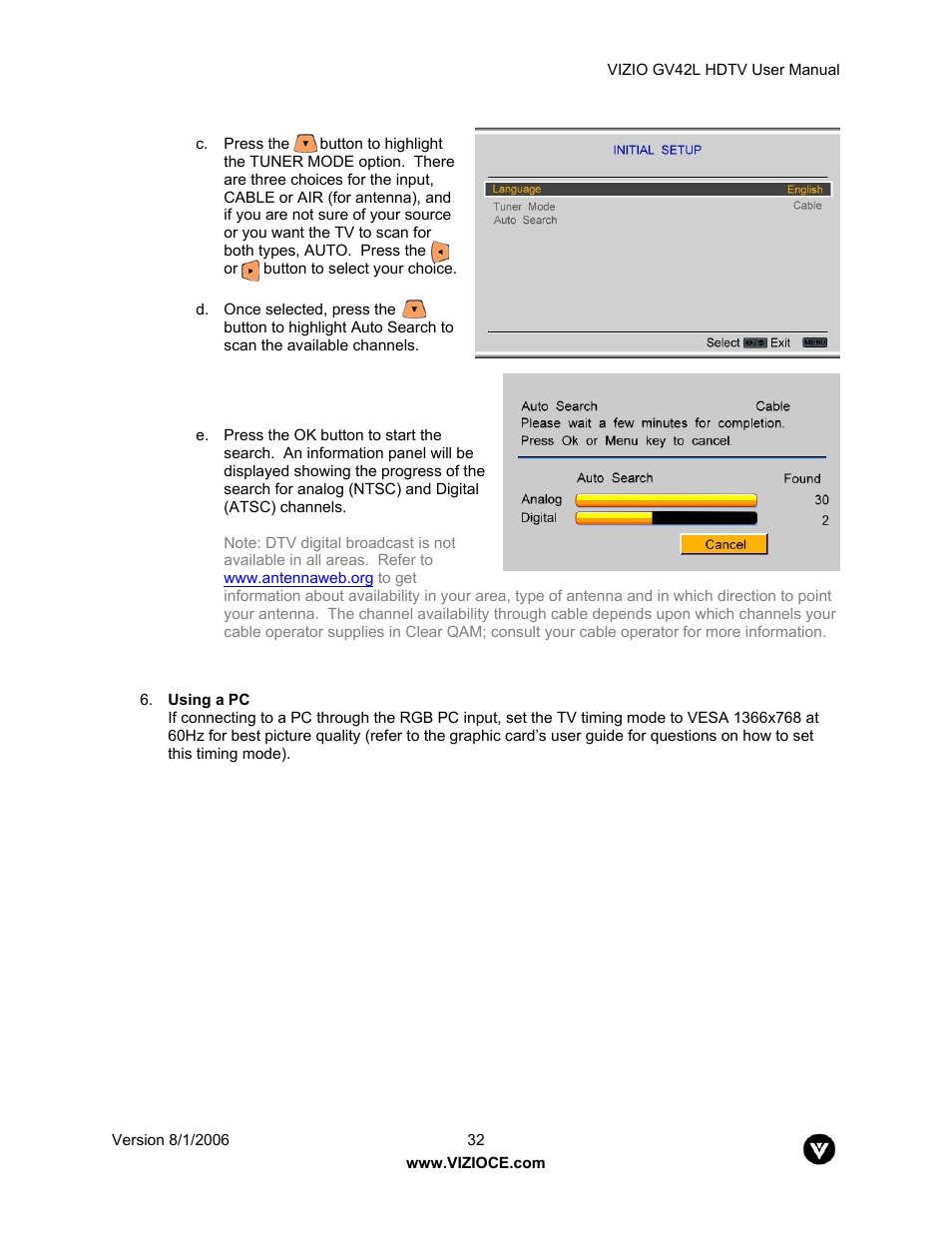 Vizio GV42L User Manual | Page 32 / 77