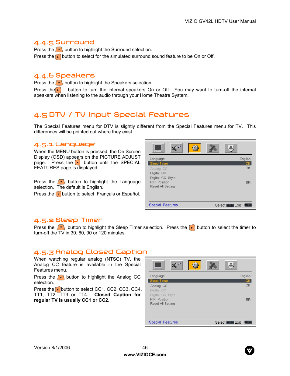 Vizio GV42L User Manual | Page 46 / 77