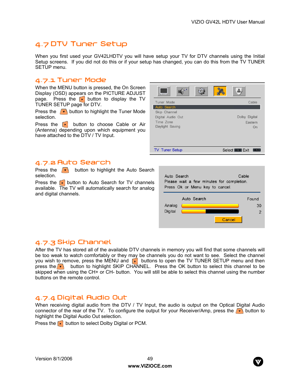 Vizio GV42L User Manual | Page 49 / 77