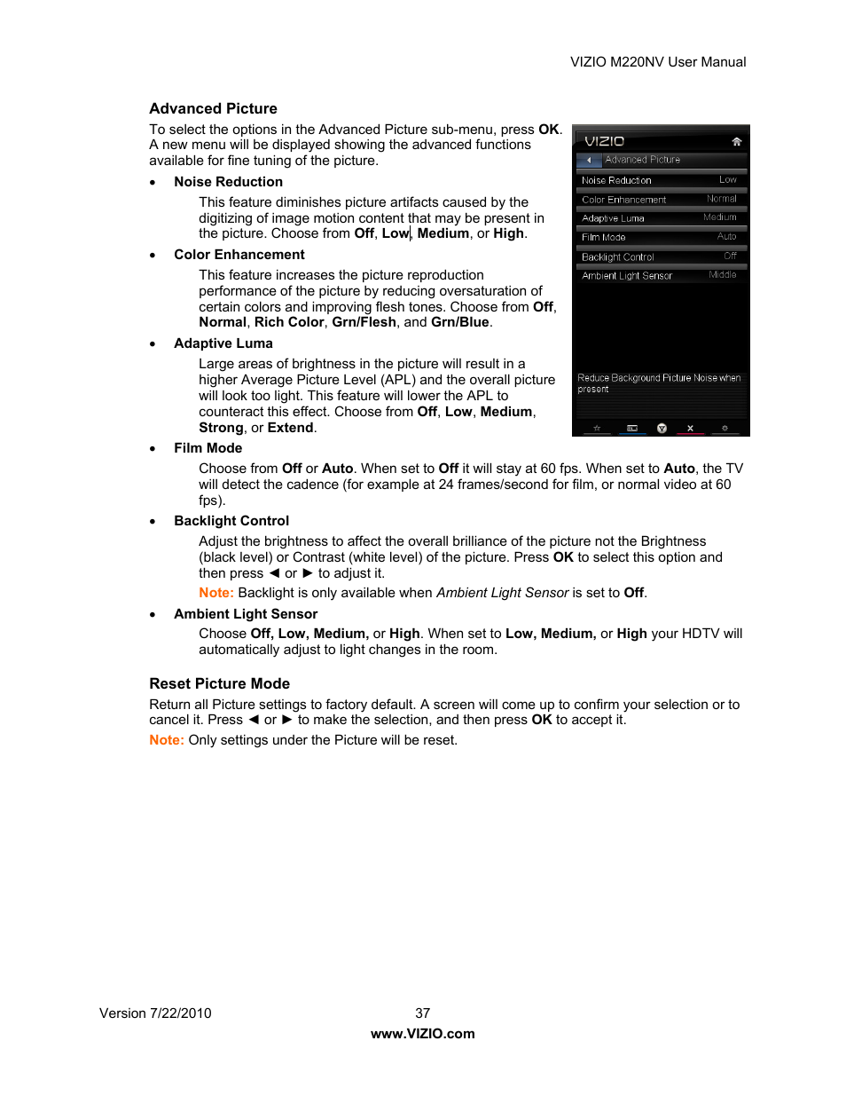 Vizio M220NV User Manual | Page 37 / 58