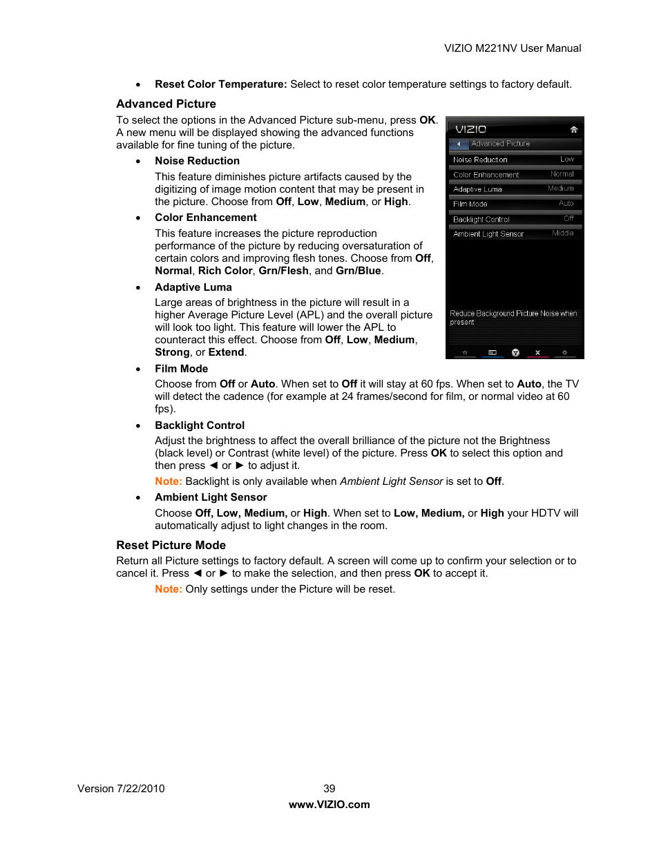 Vizio M221NV User Manual | Page 39 / 60