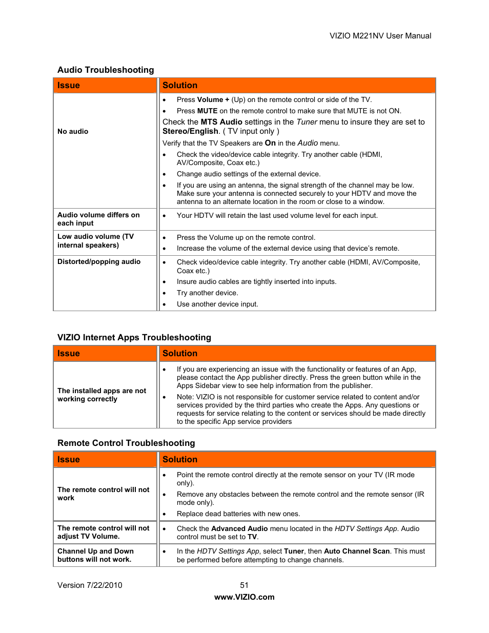 Vizio M221NV User Manual | Page 51 / 60