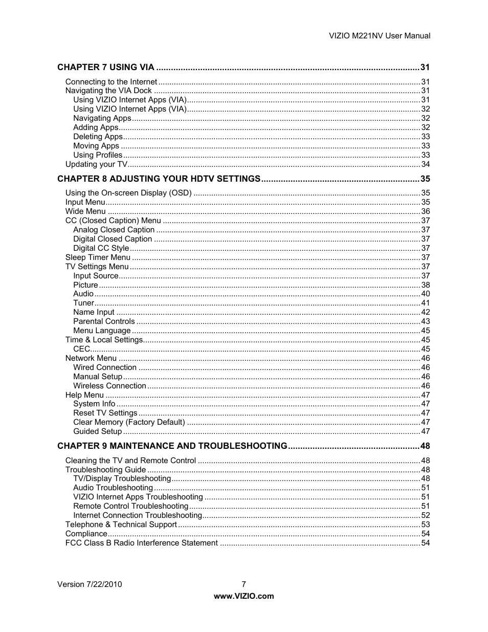 Vizio M221NV User Manual | Page 7 / 60