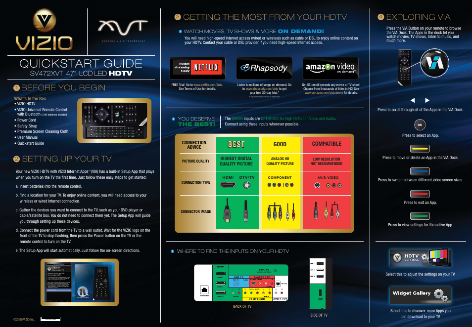 Vizio SV472XVT User Manual | 2 pages