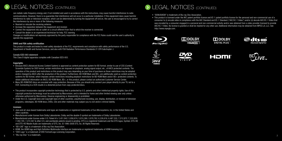 Legal notices, Continued) | Vizio VBR120 User Manual | Page 5 / 7