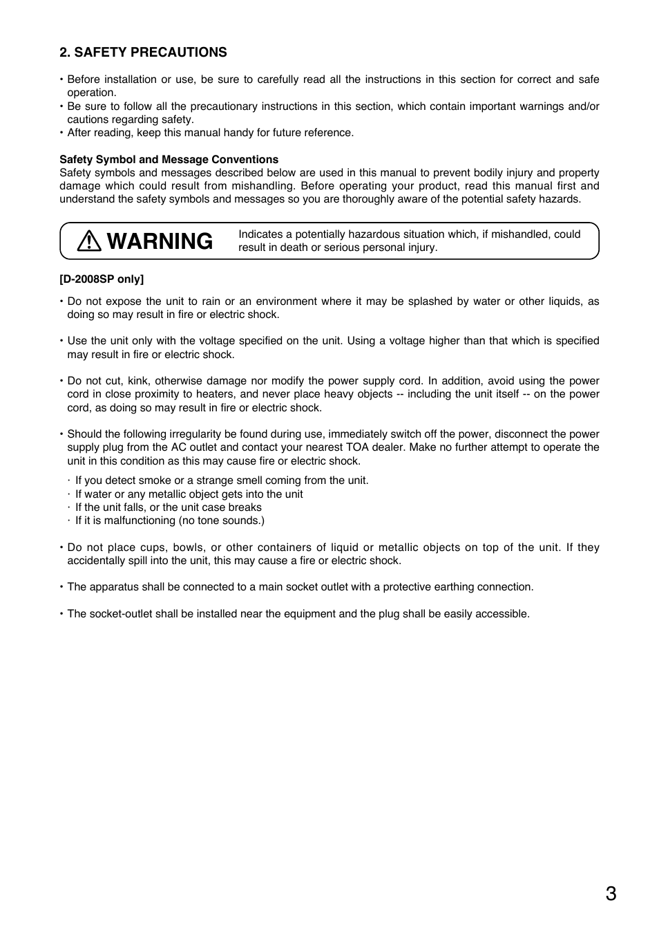 Warning | Vizio D-2000 User Manual | Page 3 / 8