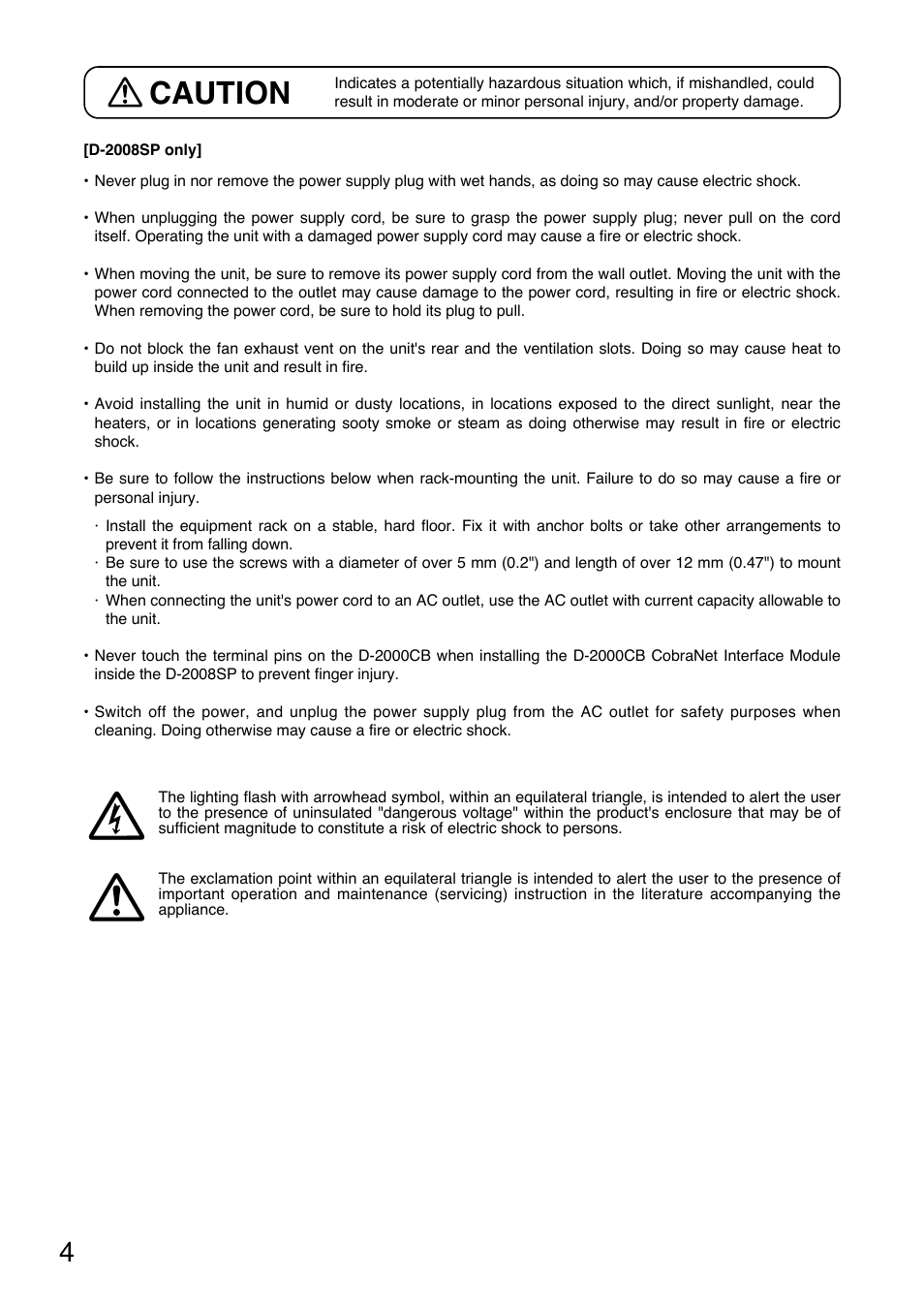 Caution | Vizio D-2000 User Manual | Page 4 / 8
