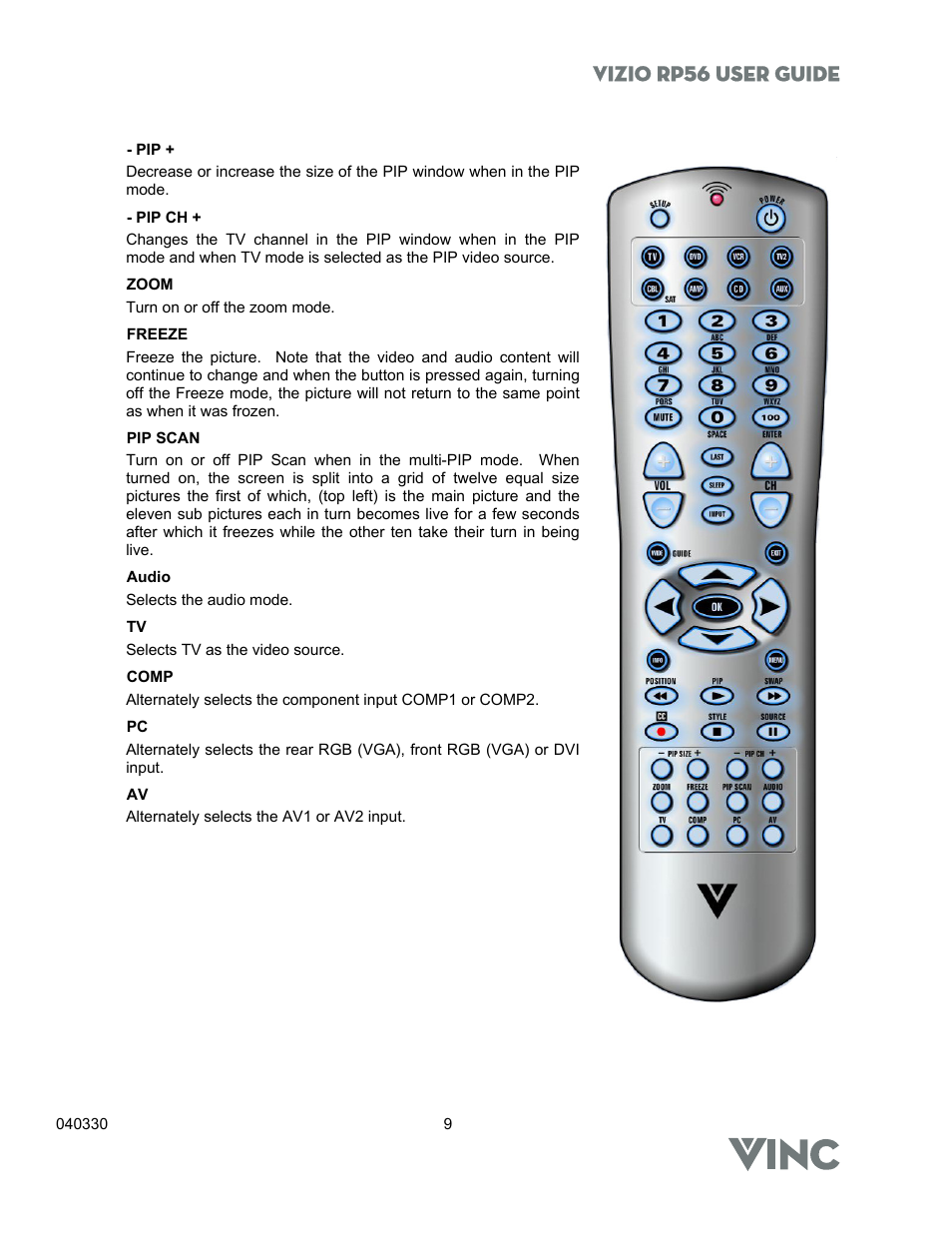 Vizio rp56 user guide | Vizio RP56 User Manual | Page 12 / 59