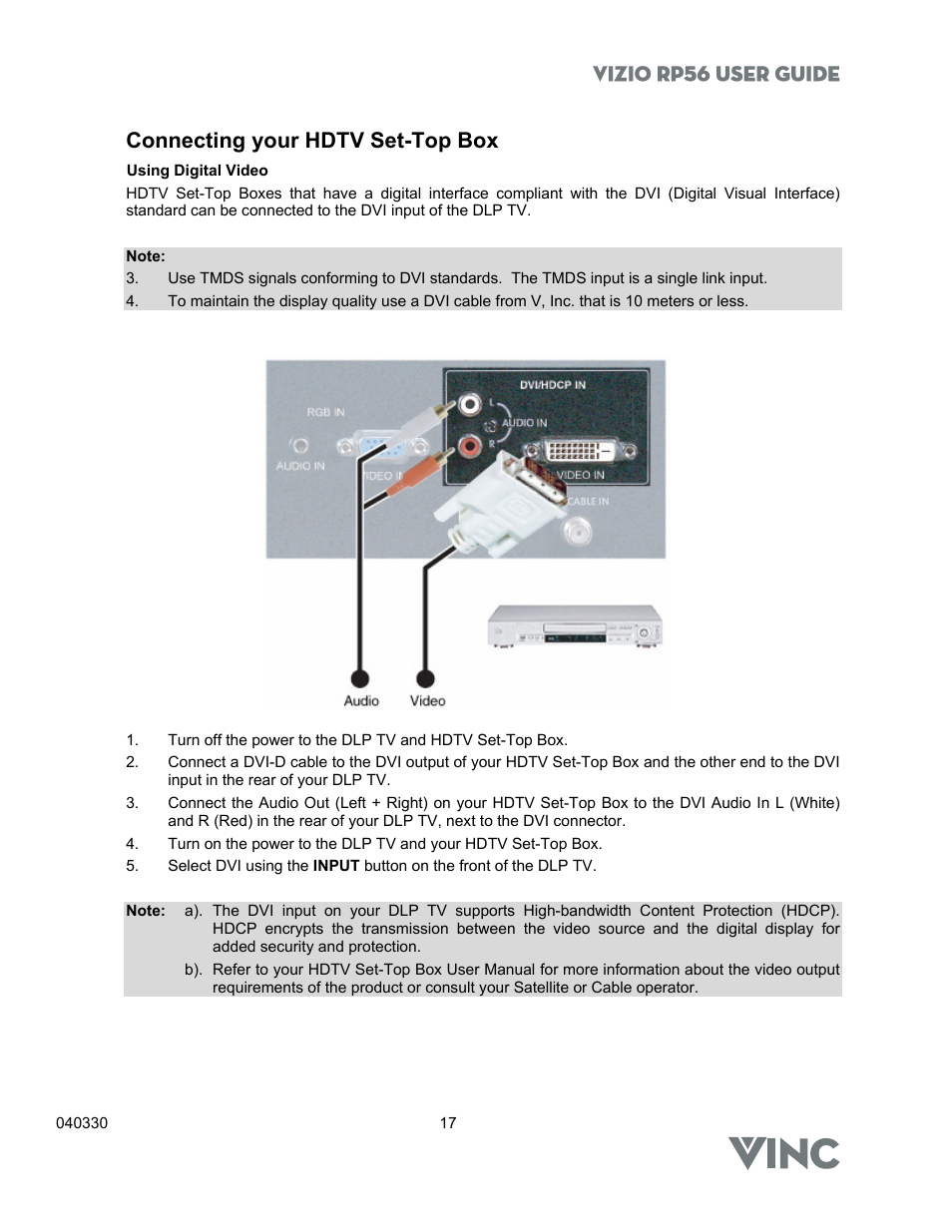 Vizio rp56 user guide, Connecting your hdtv set-top box | Vizio RP56 User Manual | Page 20 / 59
