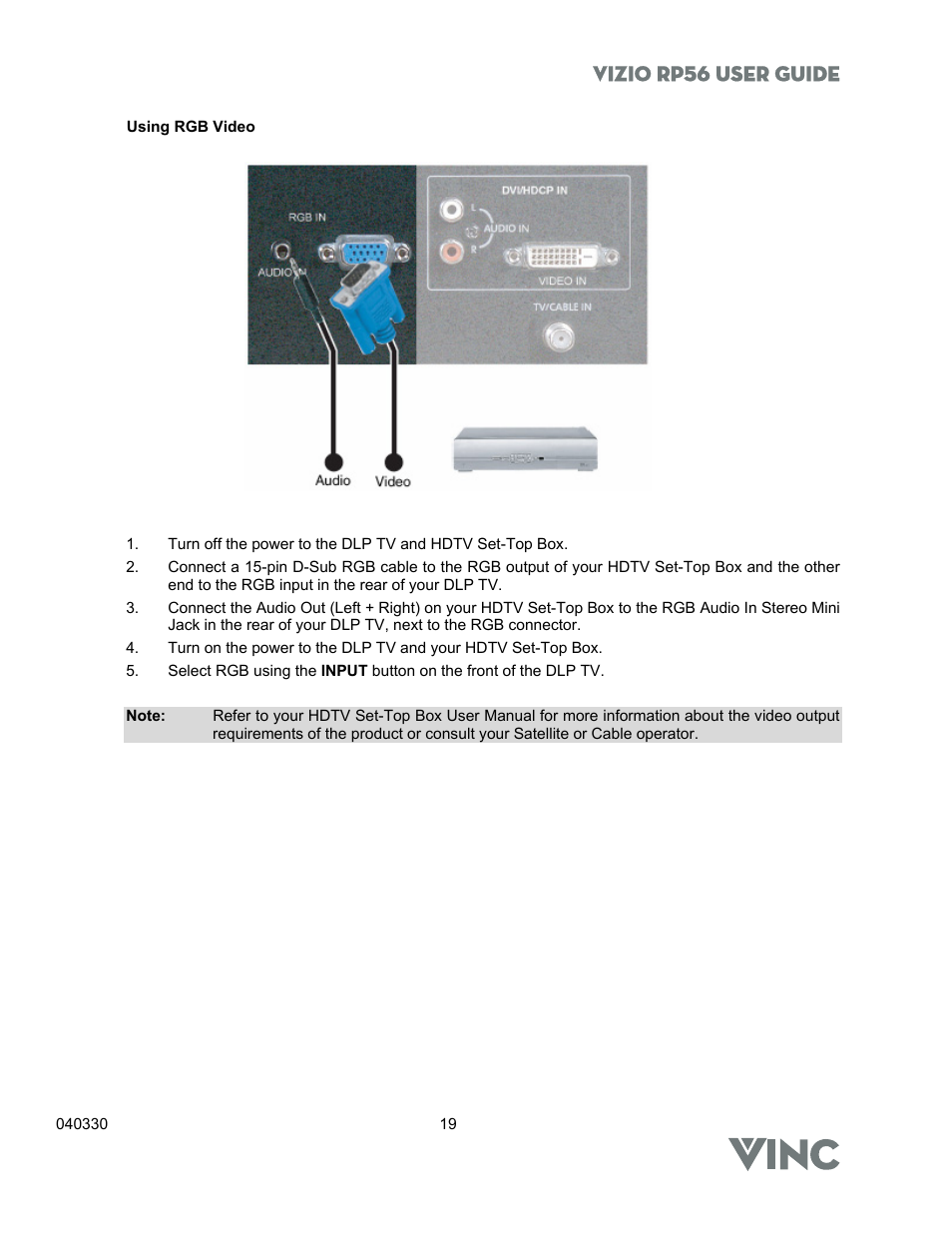 Vizio rp56 user guide | Vizio RP56 User Manual | Page 22 / 59
