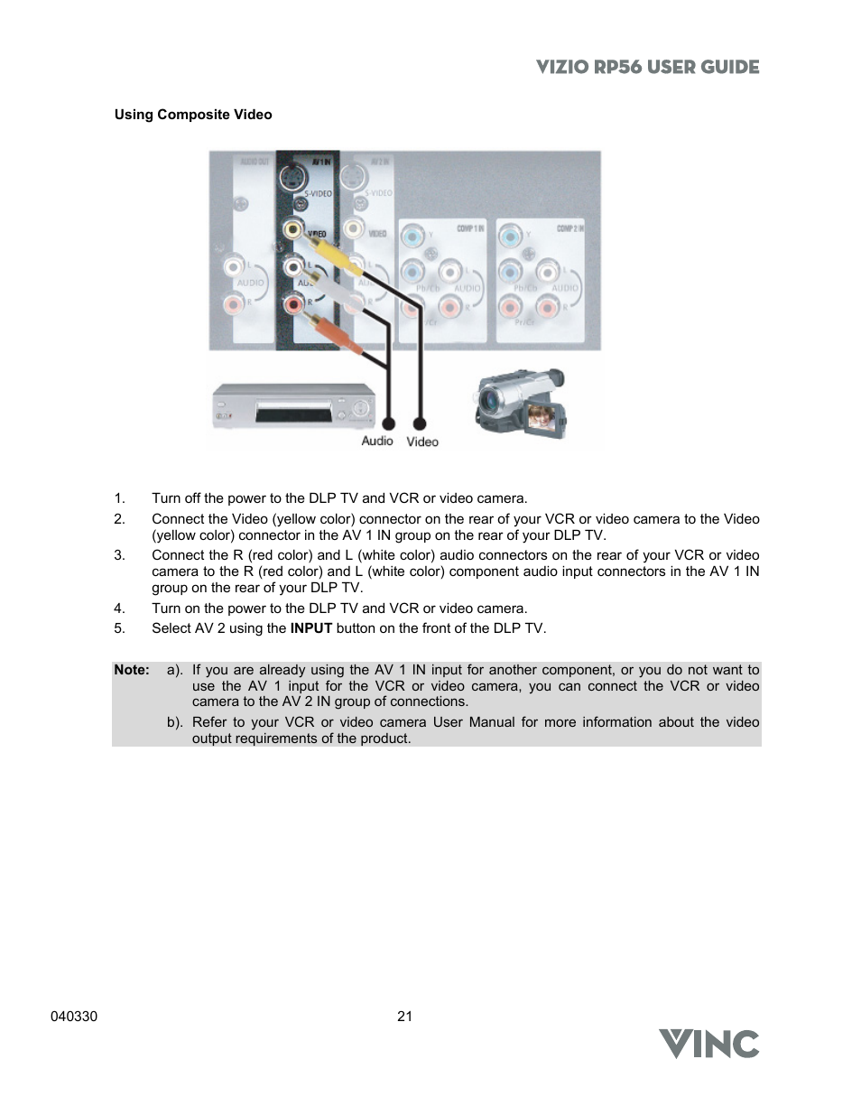 Vizio rp56 user guide | Vizio RP56 User Manual | Page 24 / 59