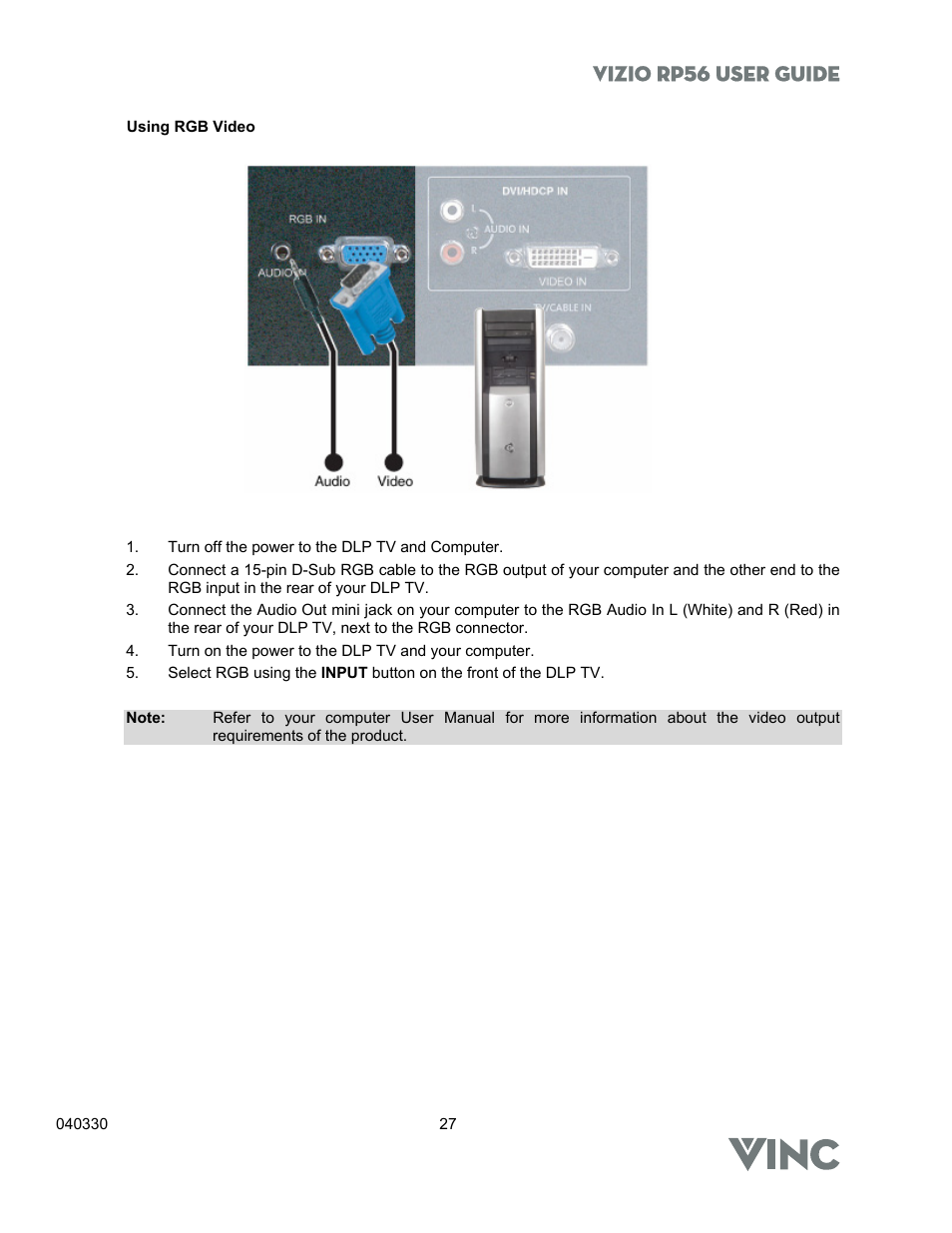 Vizio rp56 user guide | Vizio RP56 User Manual | Page 30 / 59