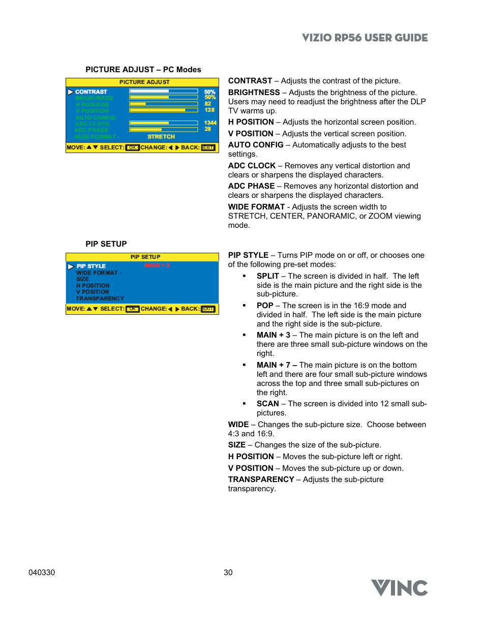 Vizio rp56 user guide | Vizio RP56 User Manual | Page 33 / 59