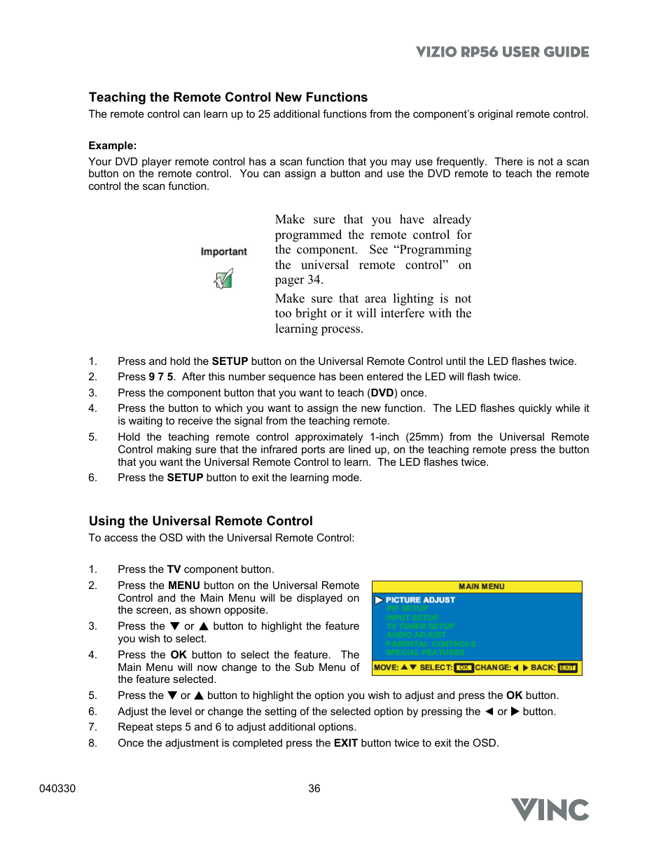 Vizio rp56 user guide | Vizio RP56 User Manual | Page 39 / 59