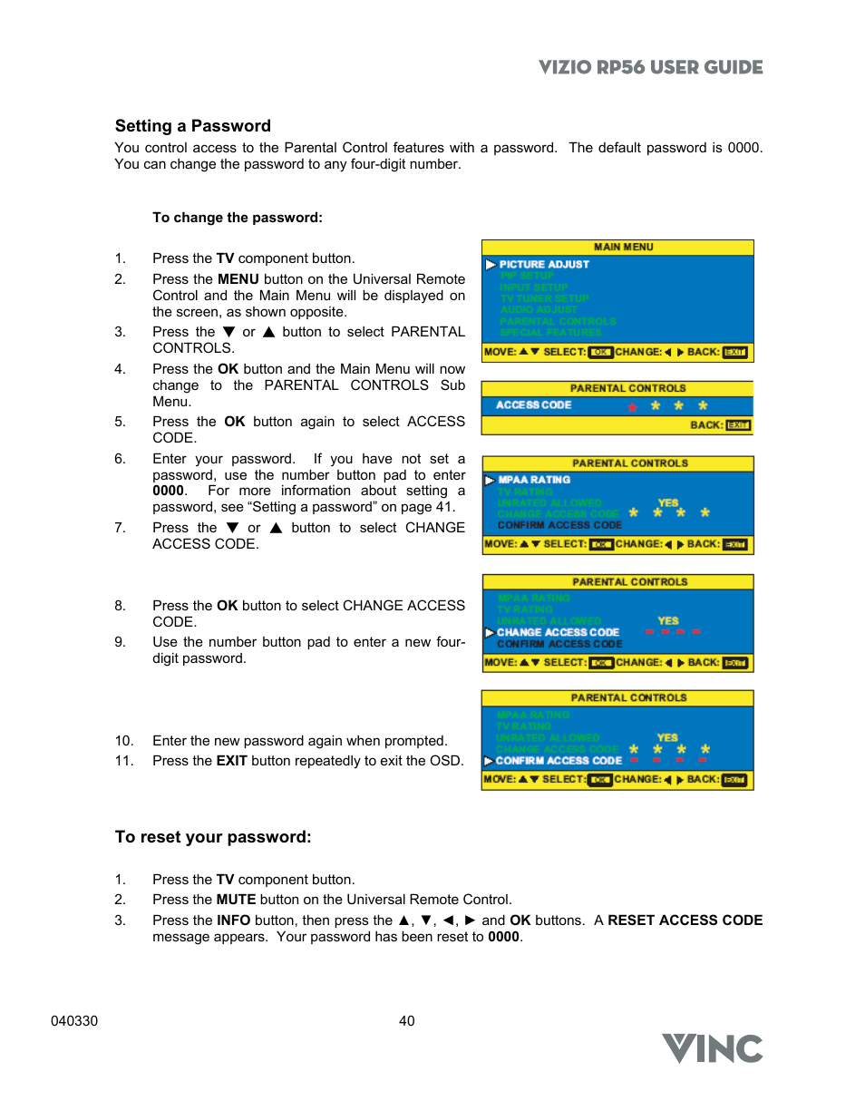 Vizio rp56 user guide | Vizio RP56 User Manual | Page 43 / 59