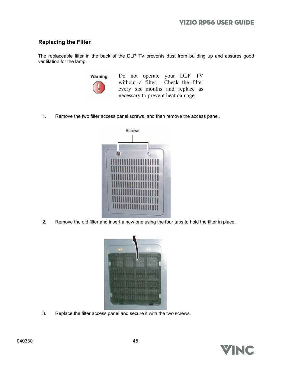 Vizio rp56 user guide | Vizio RP56 User Manual | Page 48 / 59