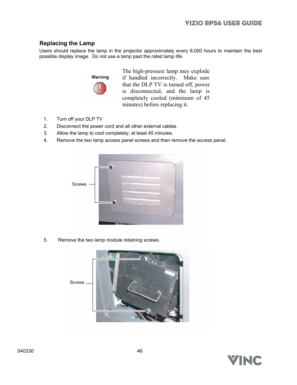 Vizio rp56 user guide | Vizio RP56 User Manual | Page 49 / 59