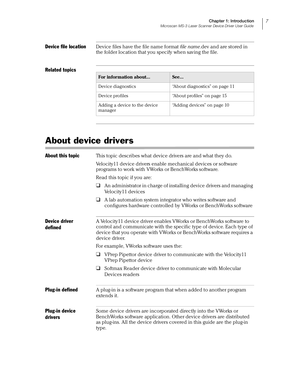 About device drivers | Velocity Micro MS-3 User Manual | Page 11 / 38