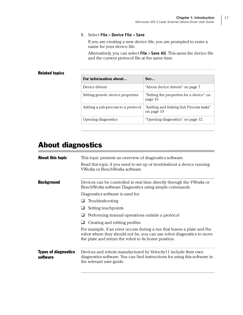 About diagnostics | Velocity Micro MS-3 User Manual | Page 15 / 38