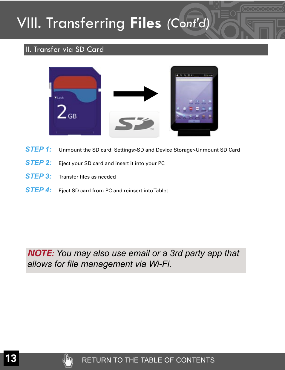 Viii. transferring files, Cont’d) | Velocity Micro CRUZ T301 User Manual | Page 14 / 27