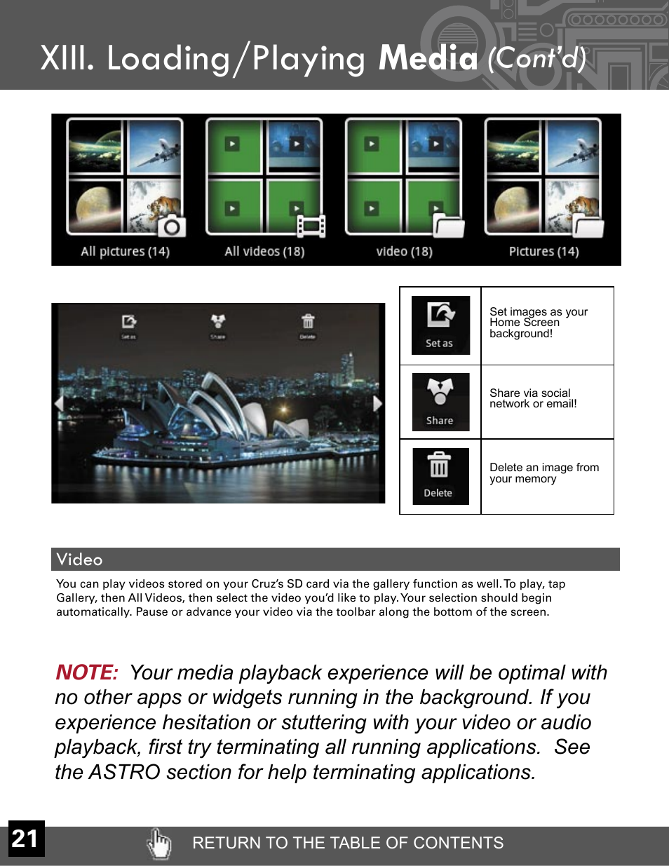 Xiii. loading/playing media, Cont’d) | Velocity Micro CRUZ T301 User Manual | Page 22 / 27