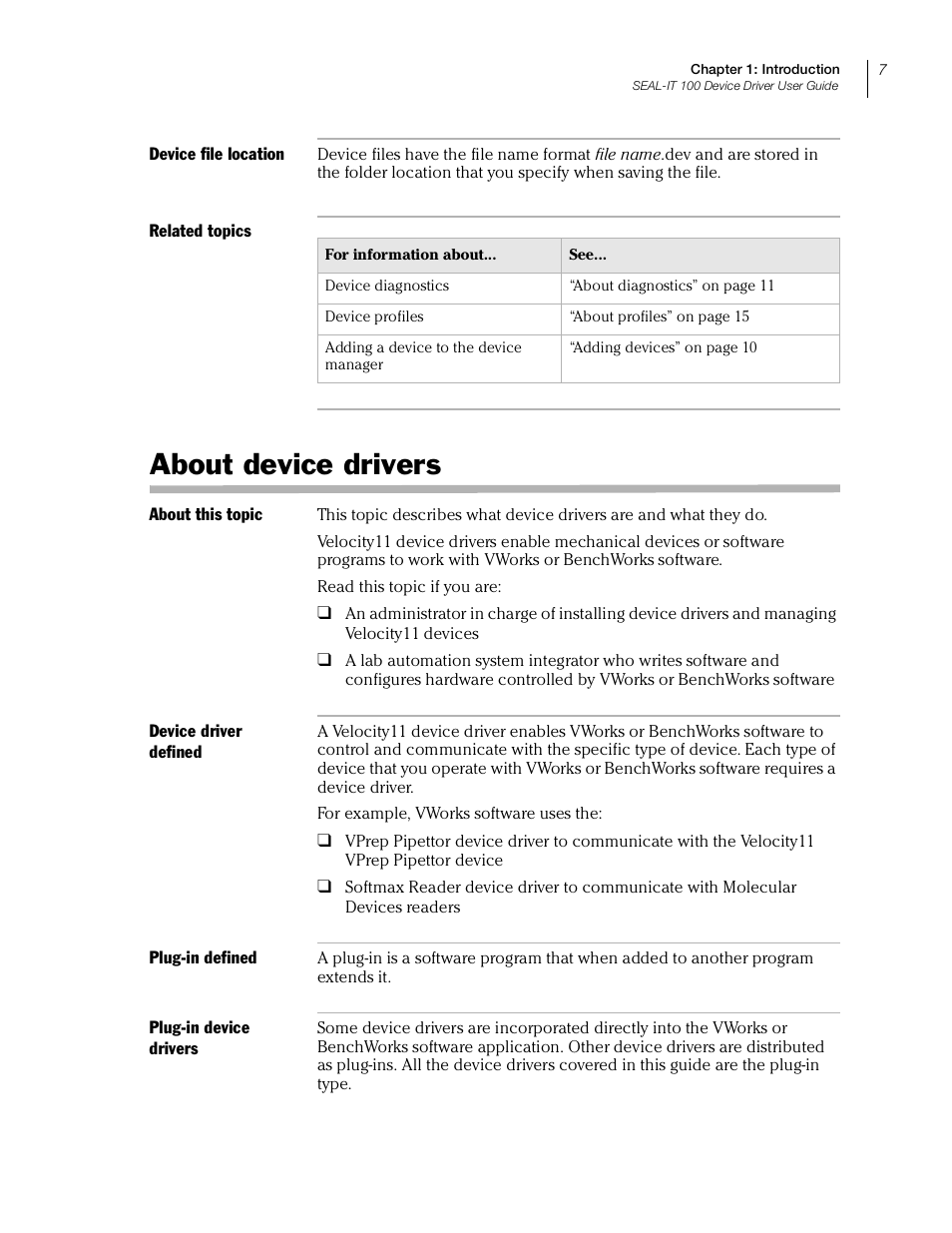 About device drivers | Velocity Micro SEAL-IT 100 User Manual | Page 11 / 38