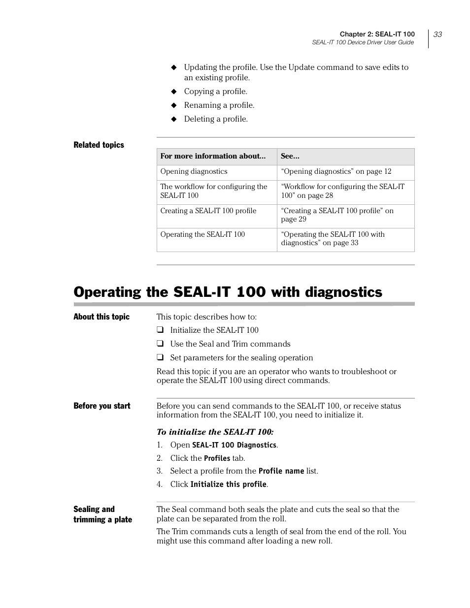 Operating the seal-it 100 with diagnostics, Operating the s | Velocity Micro SEAL-IT 100 User Manual | Page 37 / 38