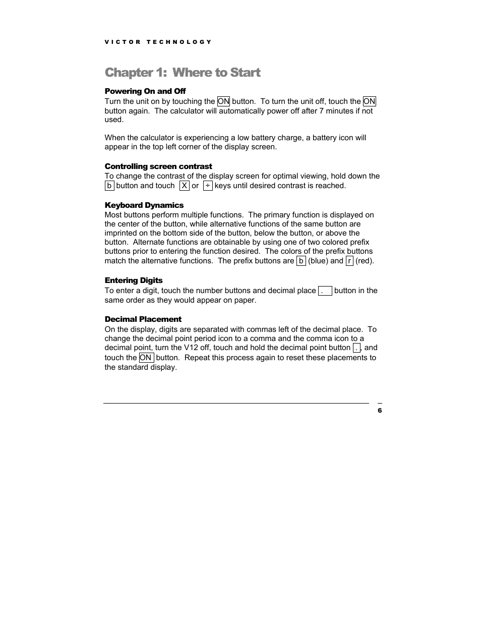 Chapter 1: where to start | Victor Technology V12 User Manual | Page 6 / 73