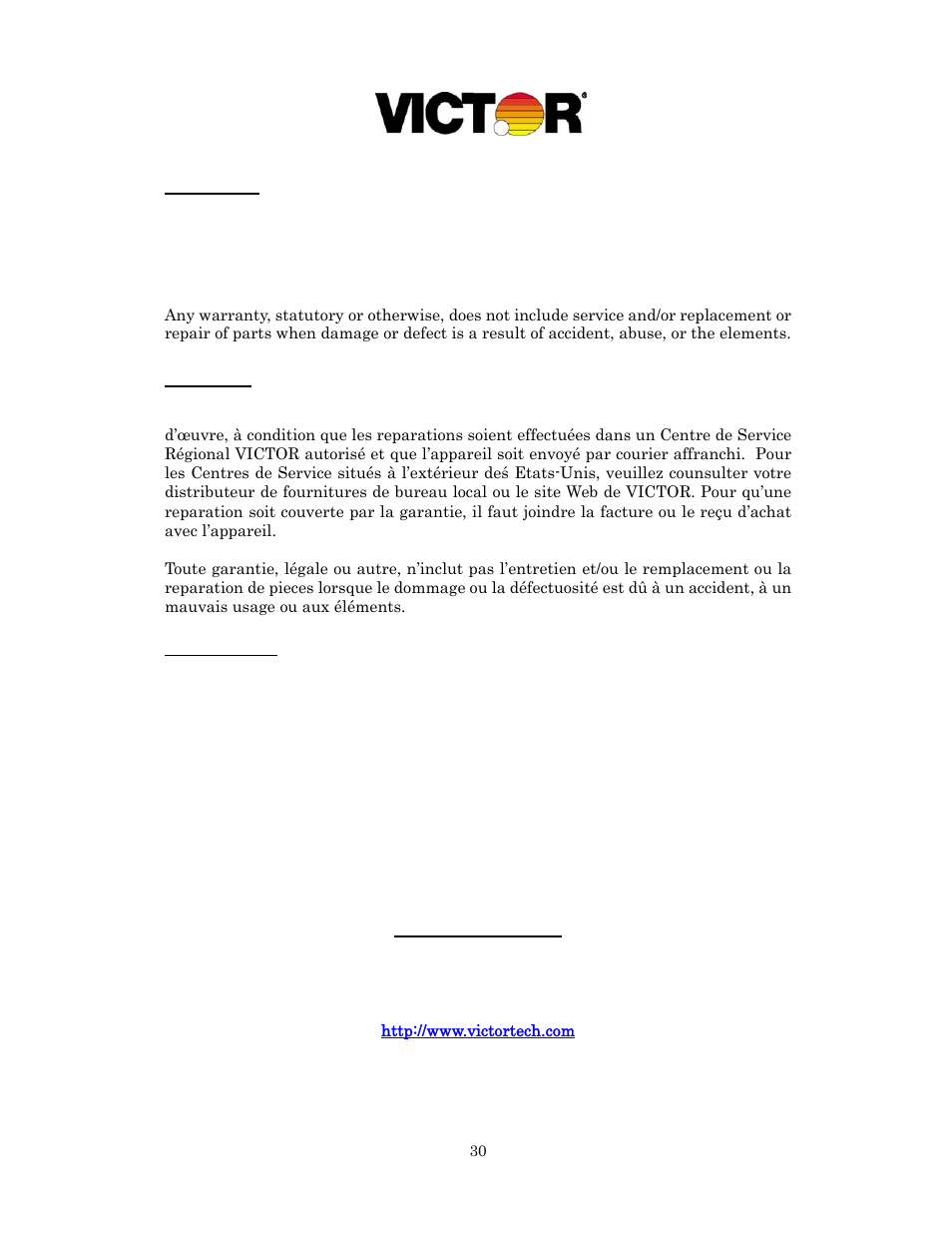 Victor technology | Victor Technology 1260-3 User Manual | Page 31 / 34