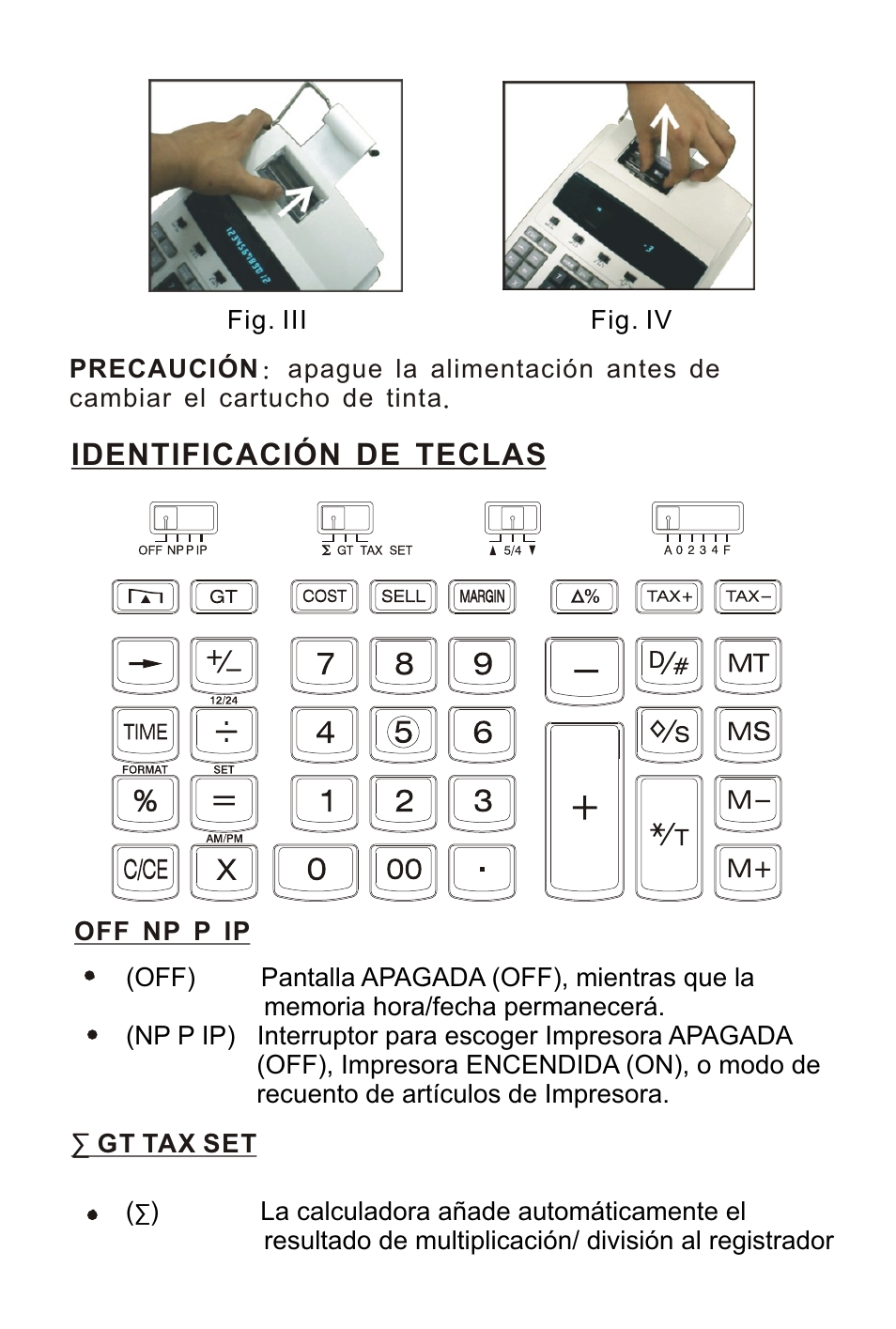 页面 22, Identificación de teclas | Victor Technology 1212-3A Series User Manual | Page 22 / 36