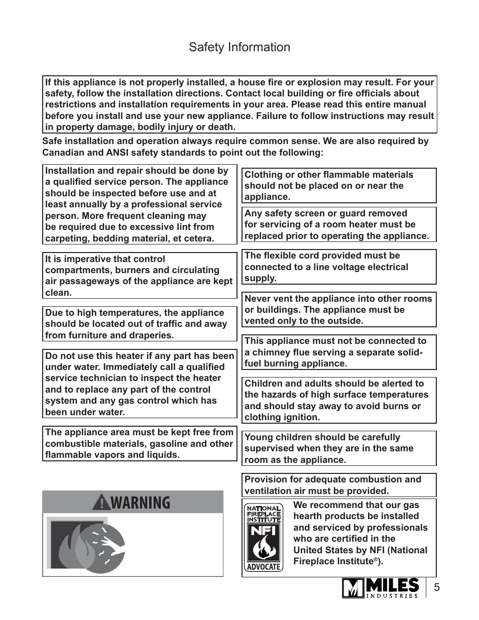 Warning, Safety information | Valor Auto Companion Inc. 739DVN User Manual | Page 5 / 31