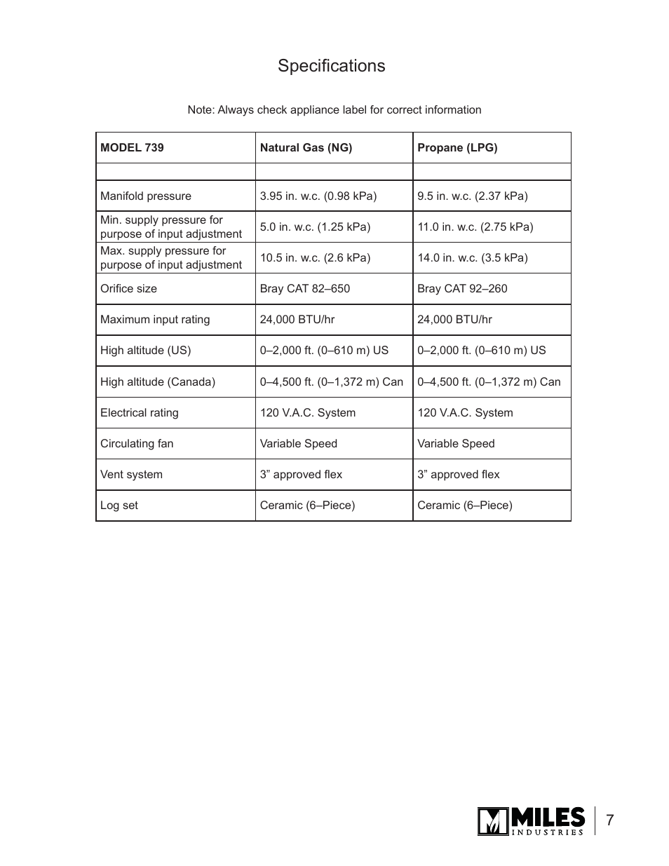 Specifi cations | Valor Auto Companion Inc. 739DVN User Manual | Page 7 / 31