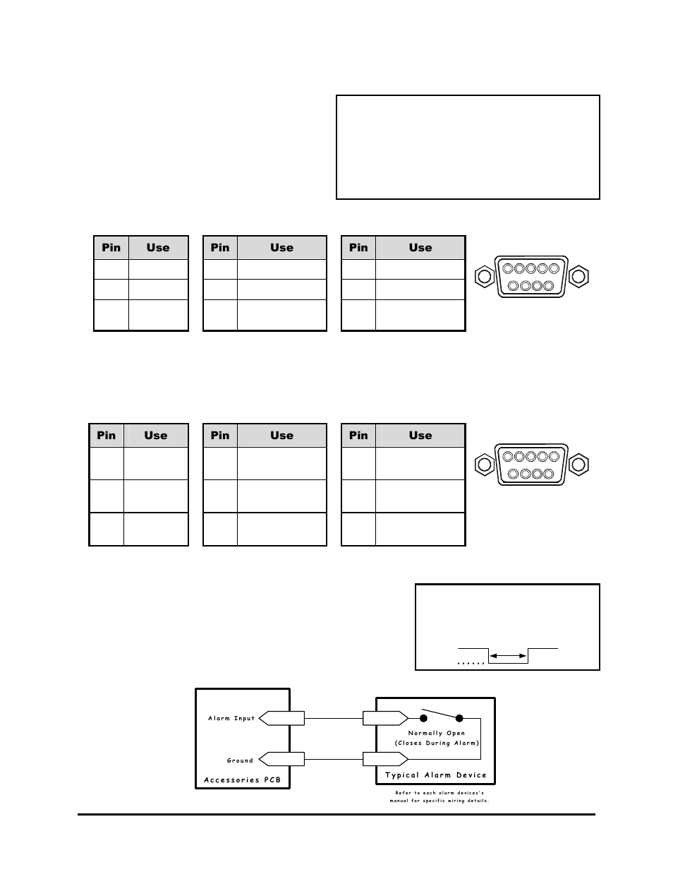8 accessories i/o port, Rs-232 serial port, Alarm in | Db-9 pin configuration for serial port | Vista 0150-0267A User Manual | Page 8 / 46