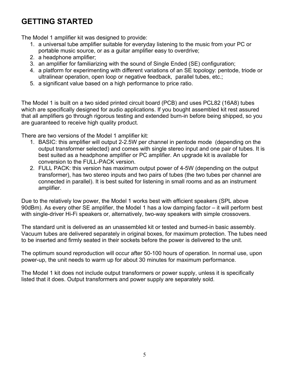 Getting started | Vista 1 User Manual | Page 5 / 18