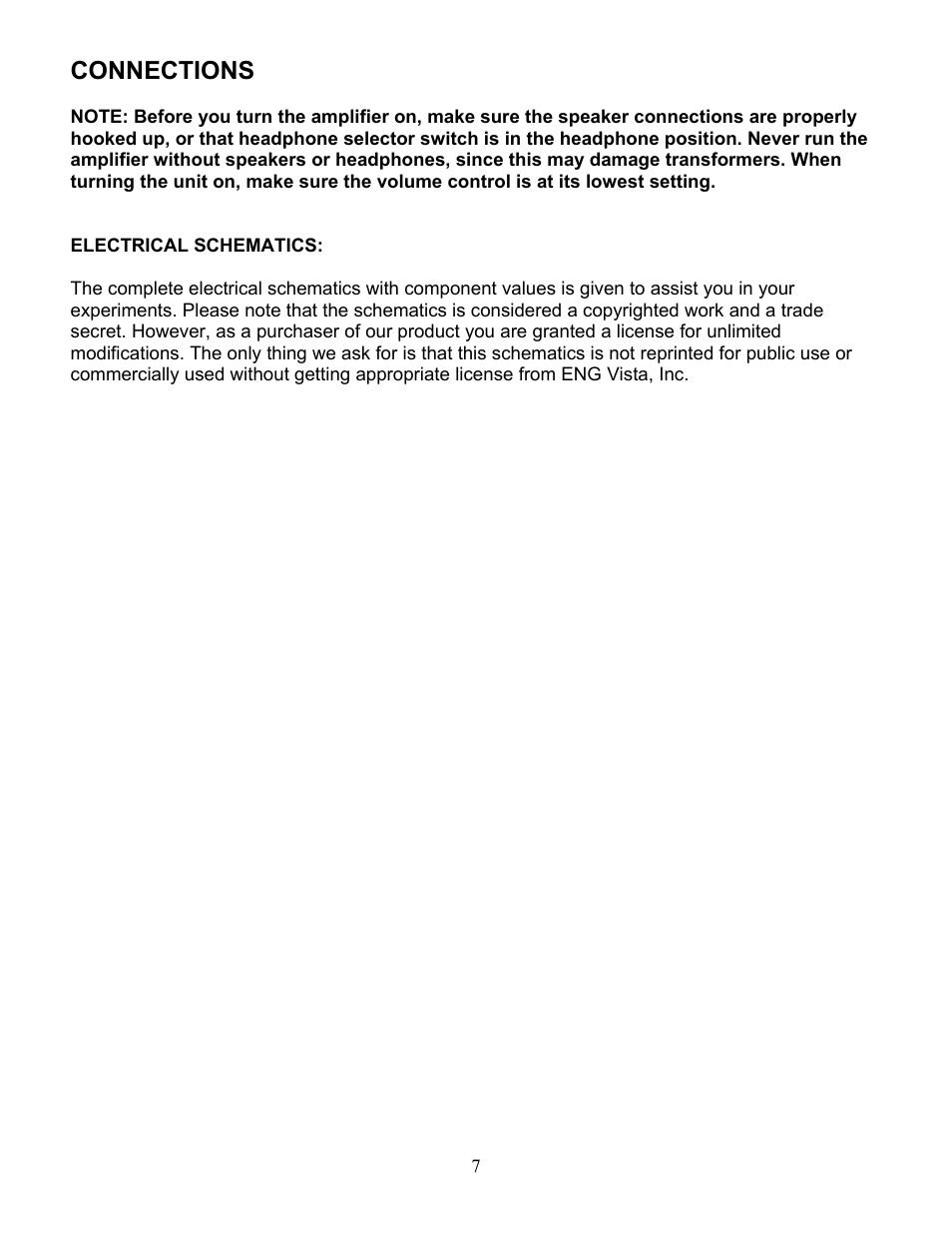 Connections | Vista 1 User Manual | Page 7 / 18