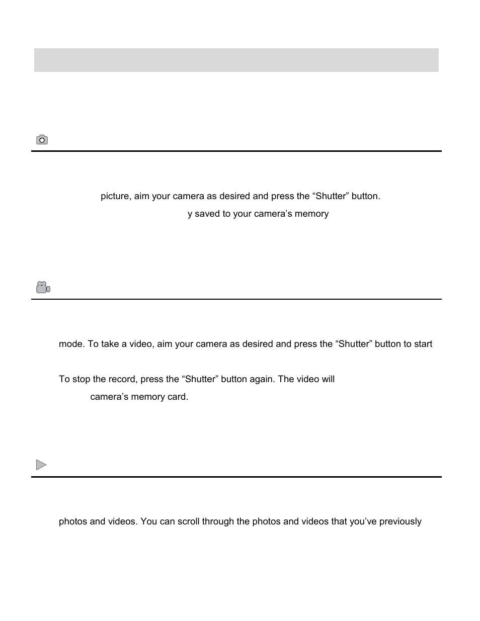 Main camera modes | Vivitar VIVICAM T030 User Manual | Page 6 / 60
