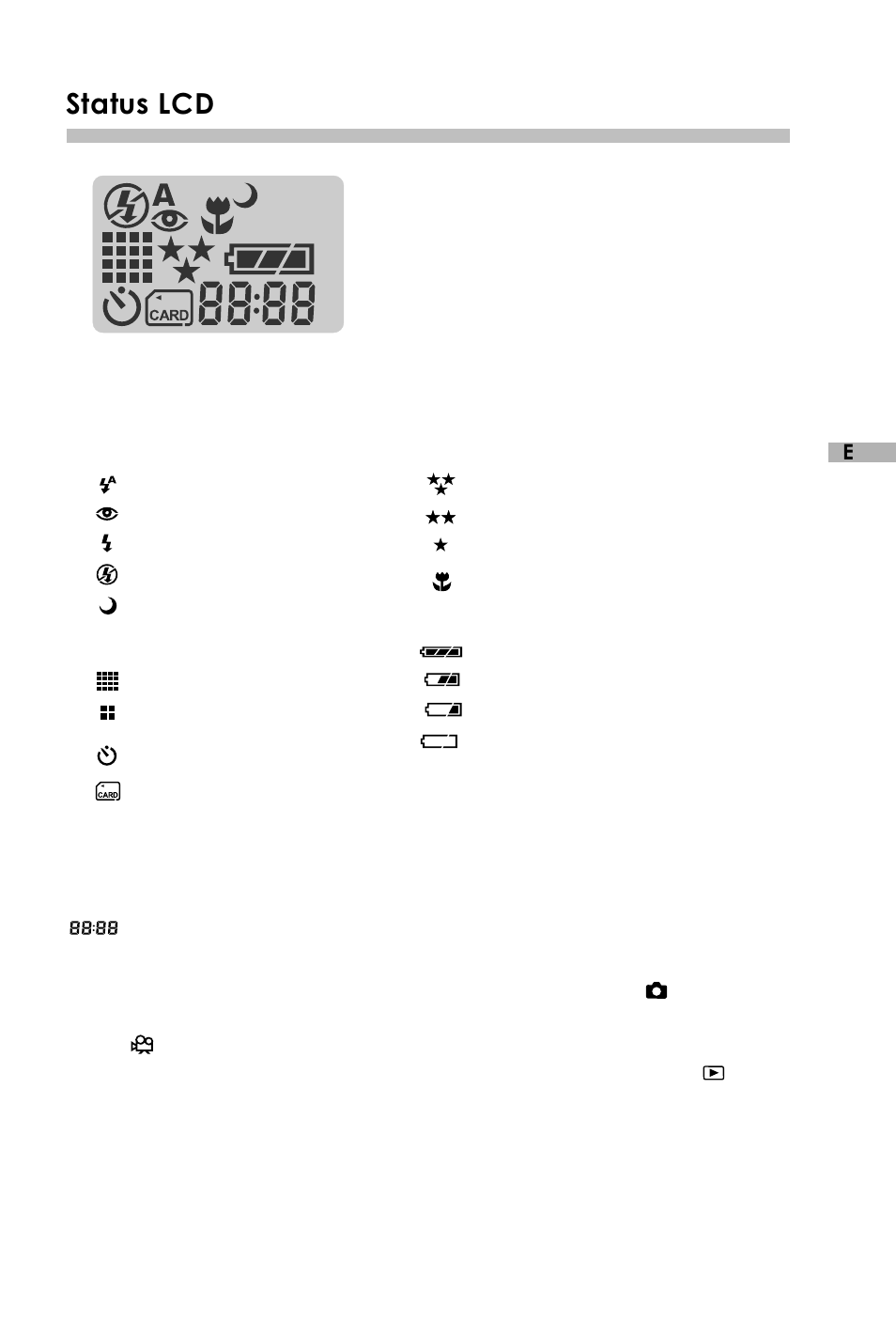 Status lcd | Vivitar V3625 User Manual | Page 12 / 47