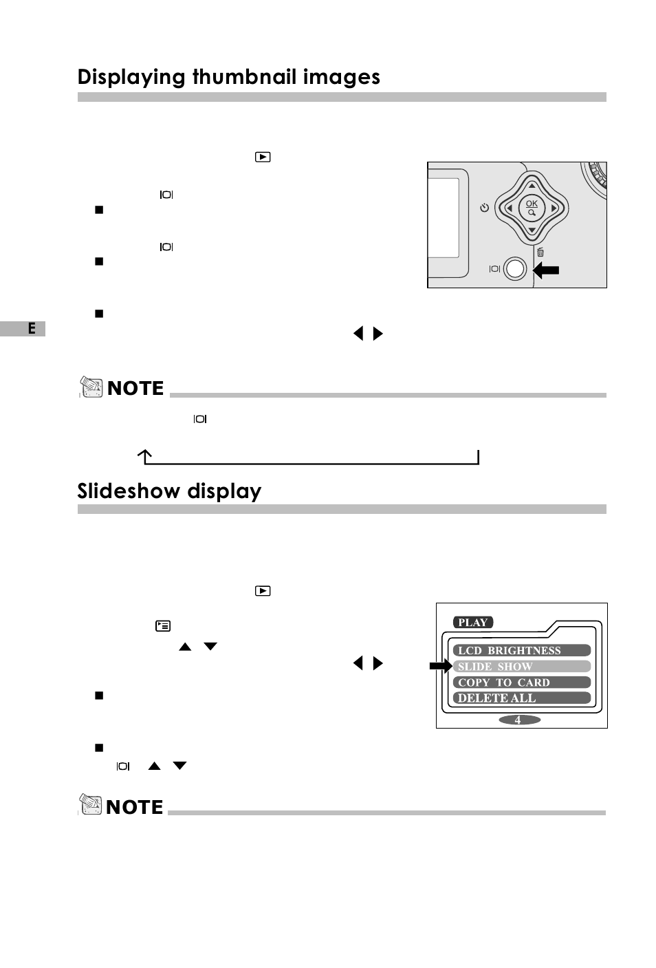 Displaying thumbnail images, Slideshow display, Deleting images | Vivitar V3625 User Manual | Page 27 / 47