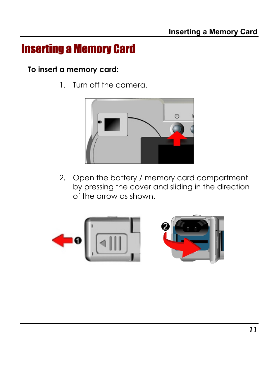 Inserting a memory card | Vivitar 3765 User Manual | Page 15 / 55