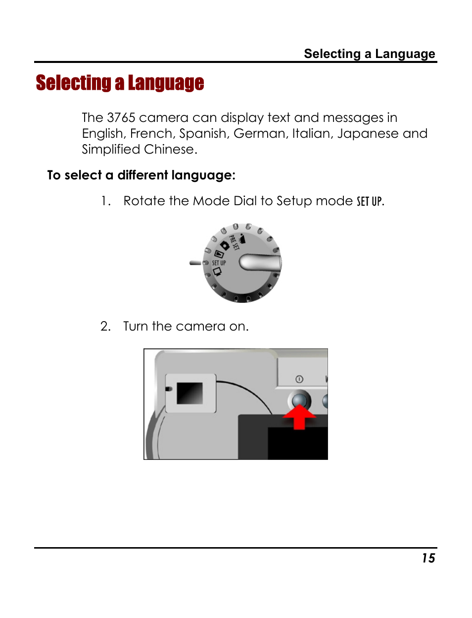 Selecting a language | Vivitar 3765 User Manual | Page 19 / 55