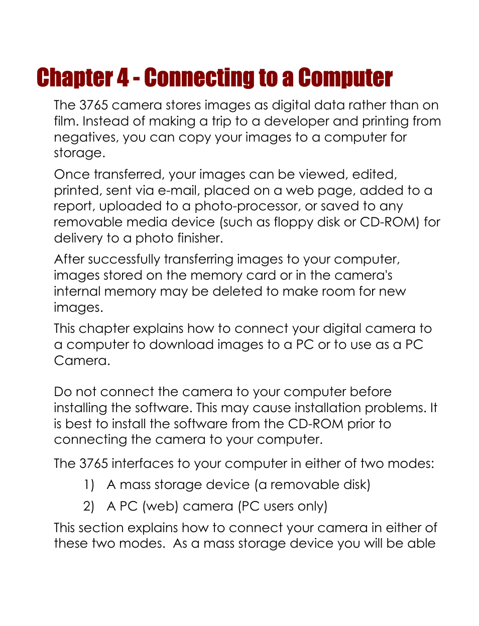 Chapter 4 - connecting to a computer | Vivitar 3765 User Manual | Page 30 / 55