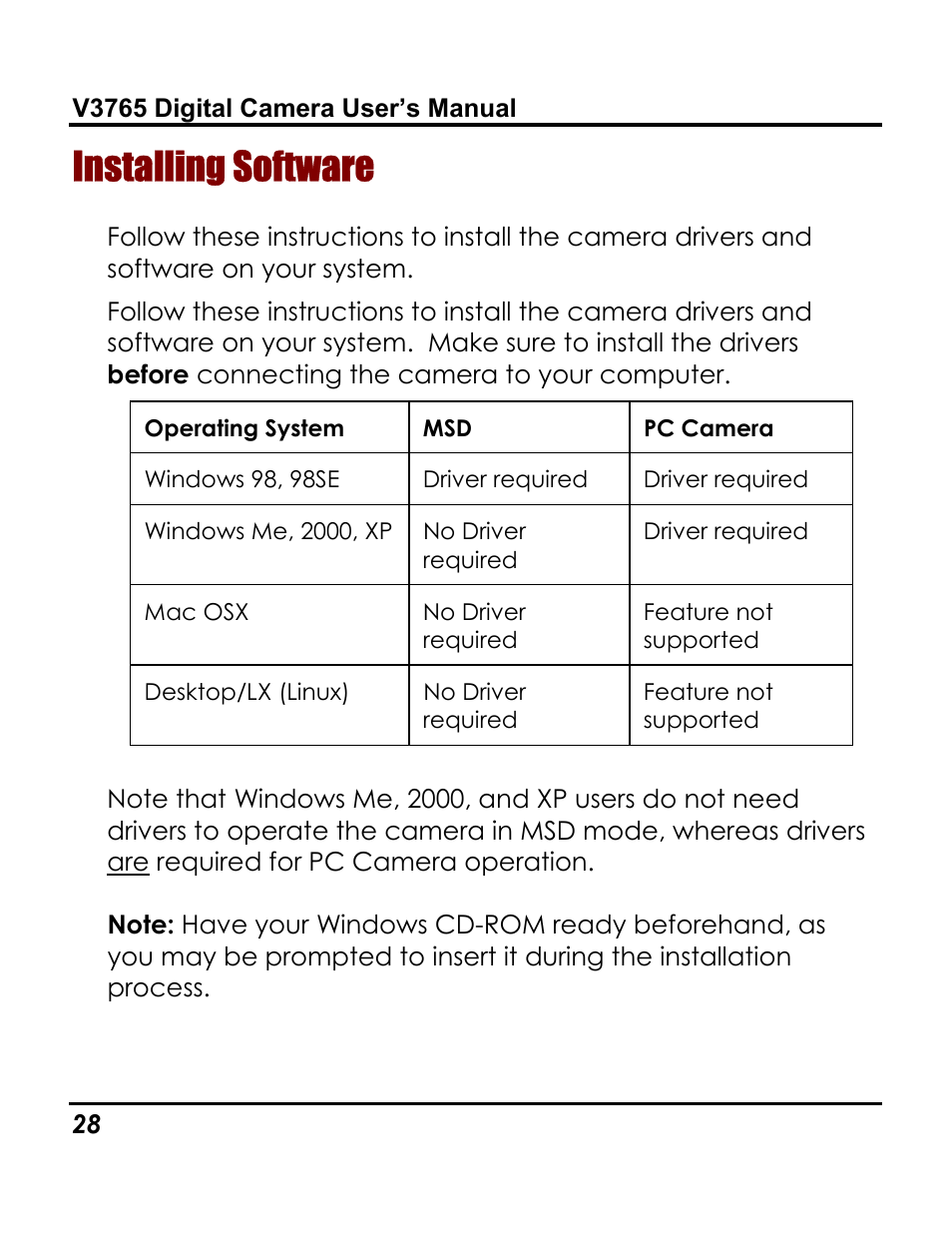Installing software | Vivitar 3765 User Manual | Page 32 / 55