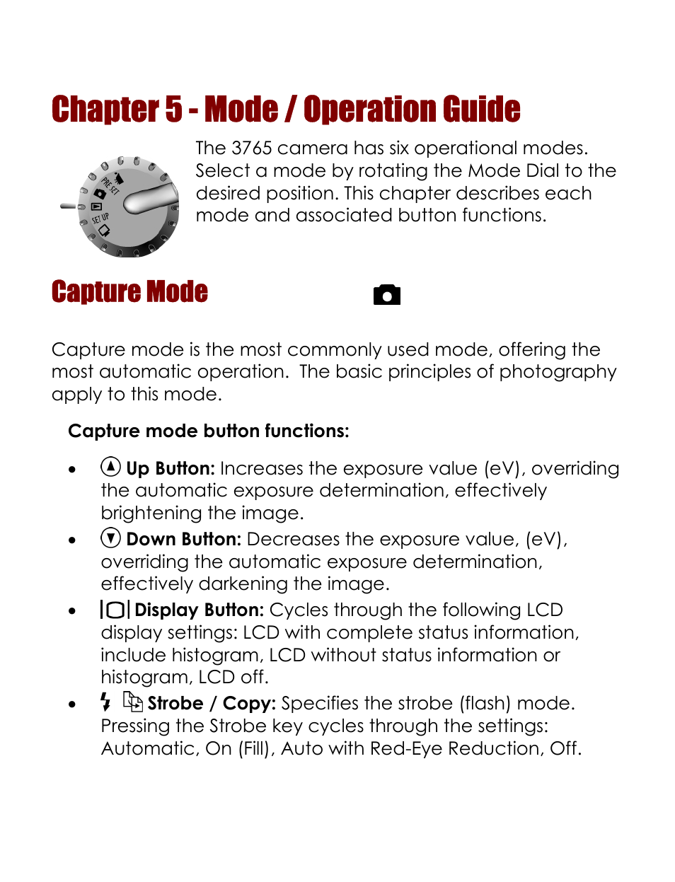 Chapter 5 - mode / operation guide, Capture mode, Still-image) capture mode | Vivitar 3765 User Manual | Page 37 / 55