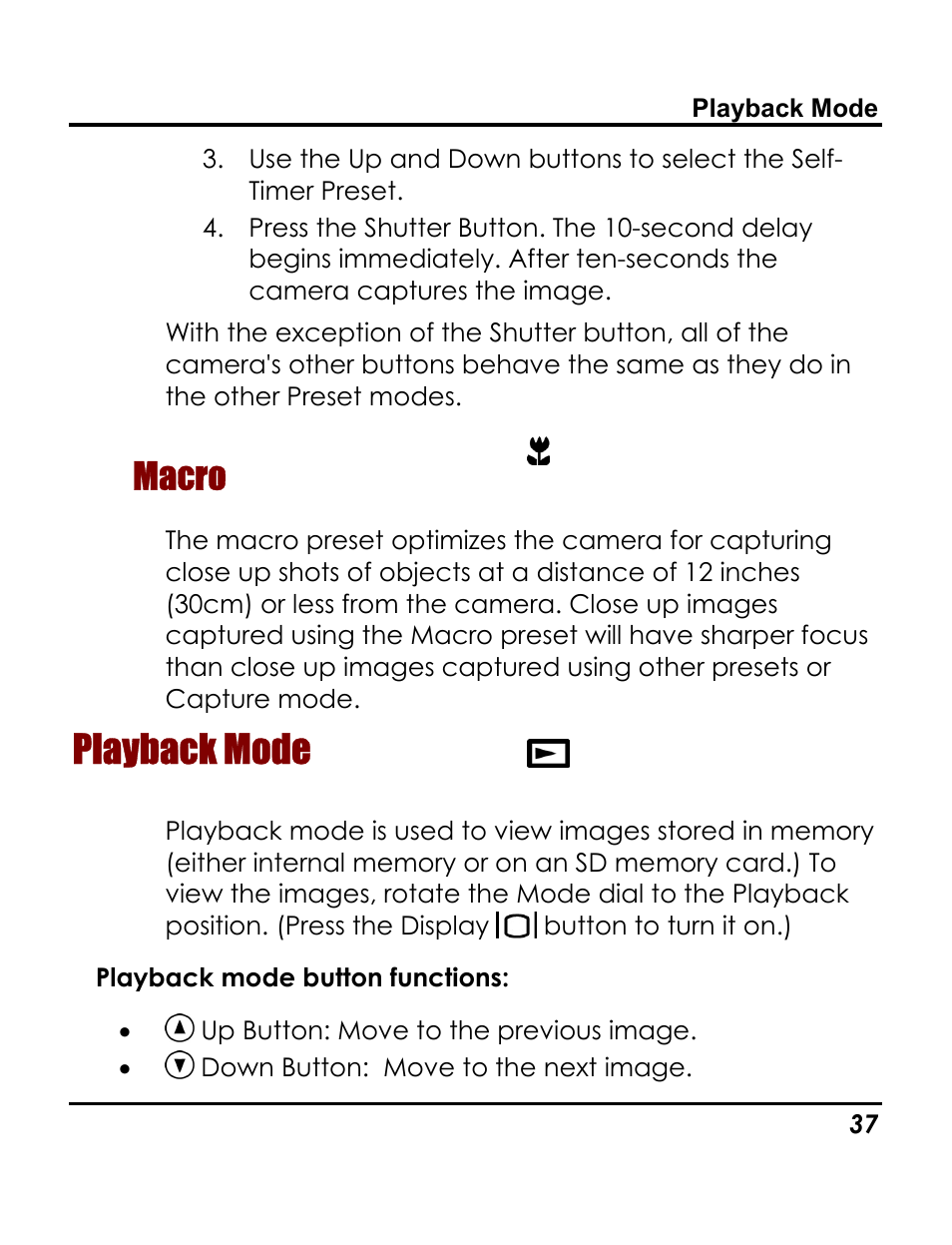 Macro, Playback mode | Vivitar 3765 User Manual | Page 41 / 55