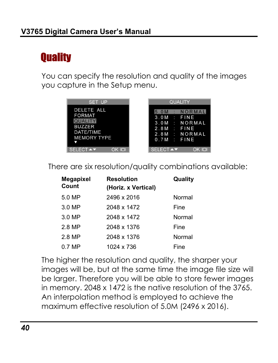 Quality | Vivitar 3765 User Manual | Page 44 / 55